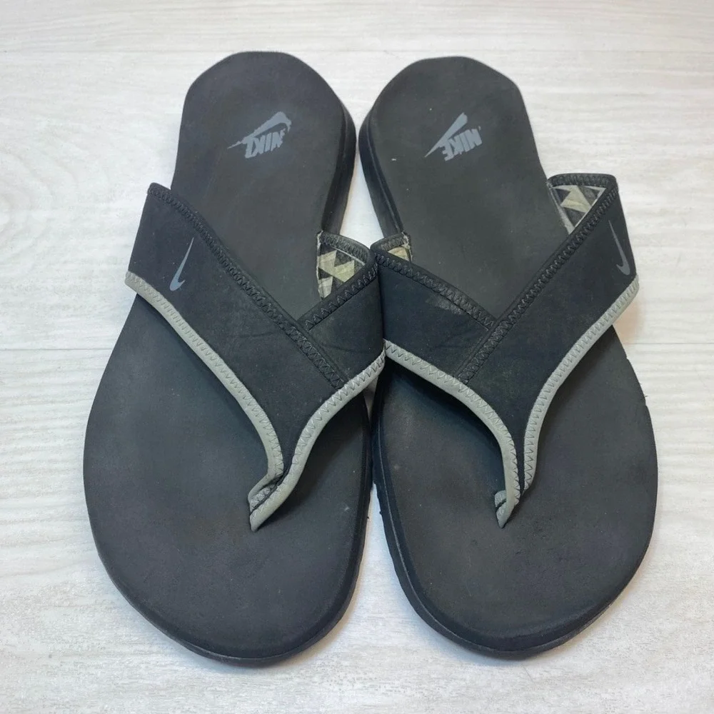 Nike Mens 13 Flip Flop Sandals Thong Black Synthetic 307812-018 Beach Casual